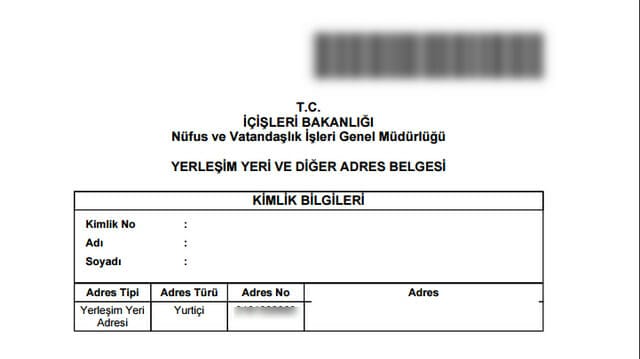 İkametgah Belgesi Örneği
